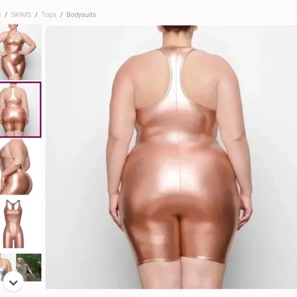 SKIMS NWT Swim Metallic Cycle Romper - Champagne - Picture 4 of 5